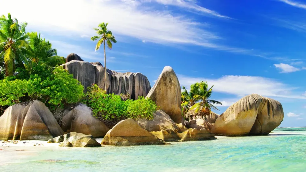 Seychelles beach scene